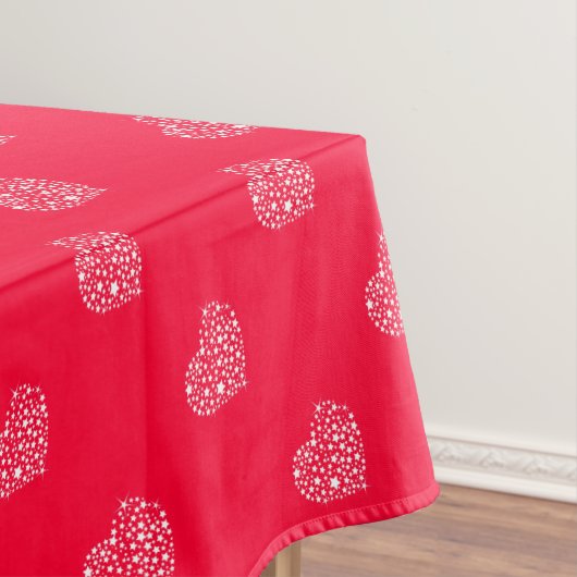 Rood en wit glittershart tafelkleed (Voorbeeld)