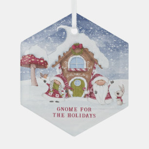 Rood en wit gnoom voor de Feestdagen Glas Ornament