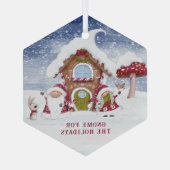 Rood en wit gnoom voor de Feestdagen Glas Ornament (Achterkant)