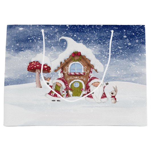 Rood en wit gnoom voor de Feestdagen Groot Cadeauzakje (Voorkant)