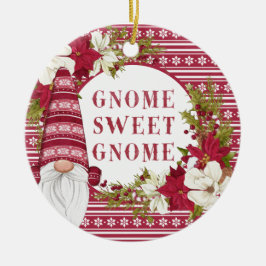 Rood en wit gnoom voor de Feestdagen kerstmis Keramisch Ornament