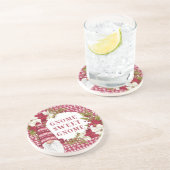 Rood en wit gnoom voor de Feestdagen kerstmis Zandsteen Onderzetter (Zijkant)