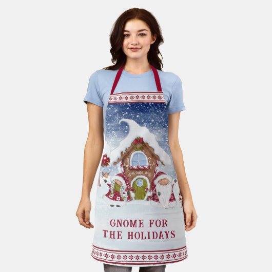 Rood en wit gnoom voor de Feestdagen Schort (Gedragen)