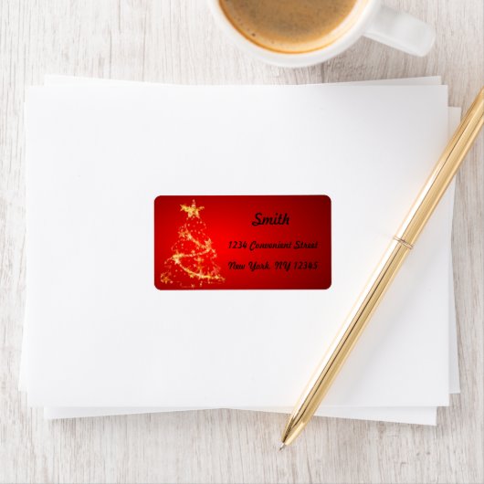 Rood en wit Gold-kerstlabel Etiket (Insitu)