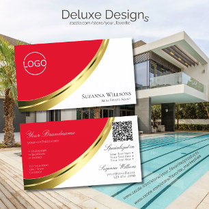 Rood en Wit Goud Decor met Logo en QR-Code Visitekaartje