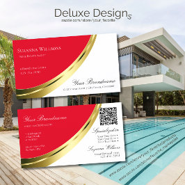 Rood en Wit Goud Decor met QR-Code Visitekaartje