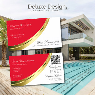 Rood en Wit Goud Decor met QR-Code Visitekaartje
