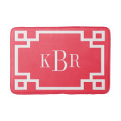 Rood en Wit Grieks Key Custom Monogram Badmat (Voorkant)