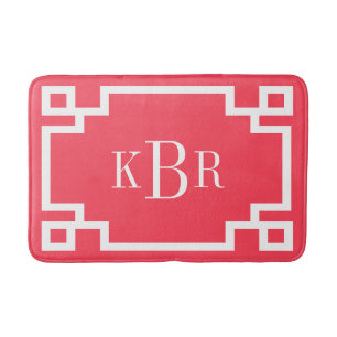 Rood en Wit Grieks Key Custom Monogram Badmat