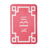Rood en Wit Grieks Key Custom Monogram Badmat (Voorkant Verticaal)
