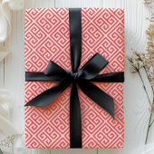 Rood en Wit Grieks Key Maze Patroon Cadeaupapier
