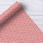 Rood en wit Grieks Sleutel Doolhof Patroon Cadeaupapier