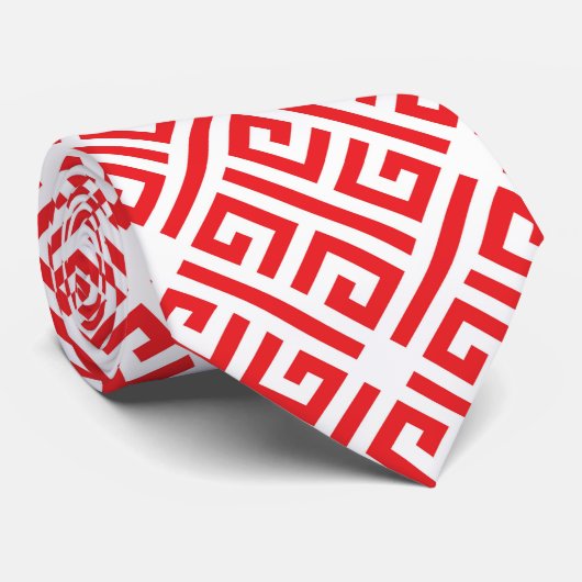 Rood en wit Grieks Stropdas (Opgerold)