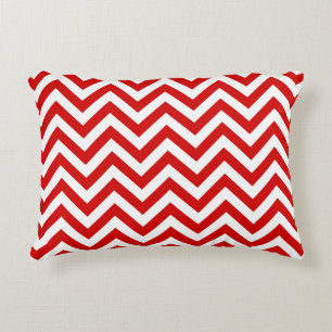 Rood en Wit Groot Chevron ZigZag Patroon Accent Kussen