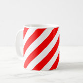 Rood en Wit Groot Diagonaal Streepjespatroon Koffiemok (Voorkant links)