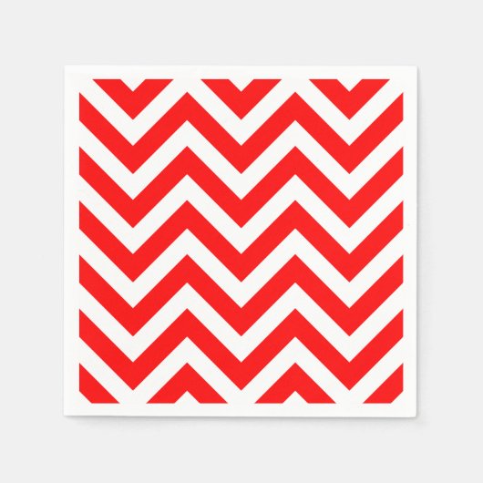 Rood en Wit Groot formaat Chevron Stripes Papier Servet (Voorkant)