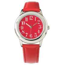 Rood en Wit Groot Genummerd Kinder Horloge