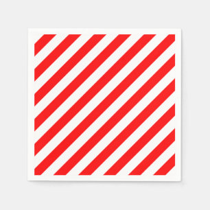 Rood en Wit Groot Grootte Diagonaal Streepjesdocum Servet