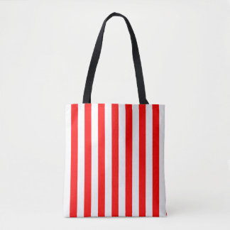Rood en Wit Groot Grootte Verticaal Streepjespatro Tote Bag