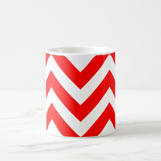Rood en Wit Groot Horizontaal Chevron Patroon Koffiemok (Center)