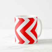 Rood en Wit Groot Verticaal Chevron Patroon Koffiemok (Voorkant rechts)