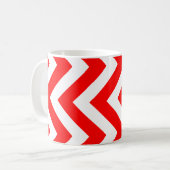 Rood en Wit Groot Verticaal Chevron Patroon Koffiemok (Voorkant links)
