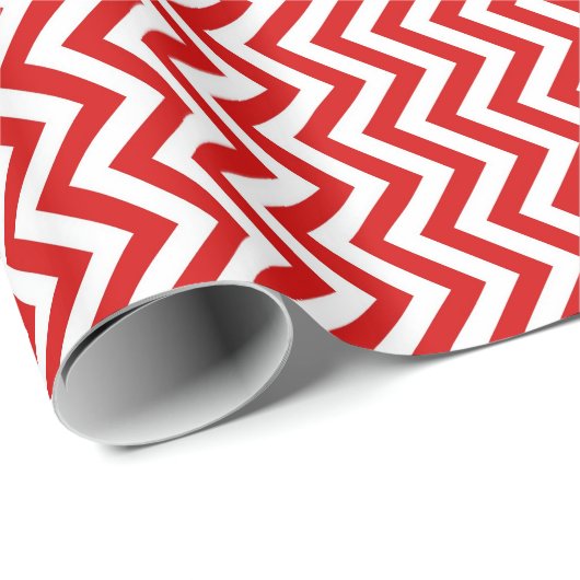 Rood en wit groots Chevron ZigZag Pattern Cadeaupapier (Rol Hoek)