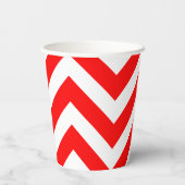Rood en Wit Grote Grootte Chevron Strepen Papieren Bekers (Achterkant)