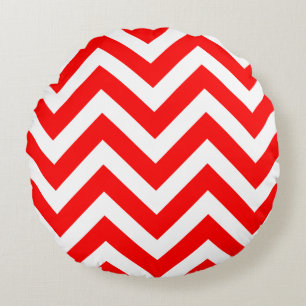 Rood en Wit Grote Grootte Chevron Strepen Rond Kussen
