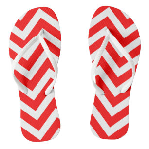 Rood en Wit Grote Grootte Chevron Strepen Teenslippers