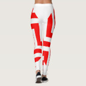 Rood en Wit Grote Grootte Diagonale Chevron Leggings (Achterkant)