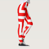 Rood en Wit Grote Grootte Diagonale Chevron Leggings (Rechts)