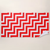 Rood en Wit Grote Grootte Diagonale Chevron Strepe Strandlaken (Voorkant)
