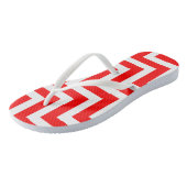 Rood en Wit Grote Grootte Diagonale Chevron Strepe Teenslippers (Schuin)