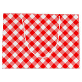 Rood en Wit Grote Grootte Diagonale Gingham-Contro Groot Cadeauzakje (Achterkant)