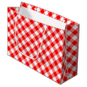 Rood en Wit Grote Grootte Diagonale Gingham-Contro Groot Cadeauzakje (Voorkant Gekanteld)