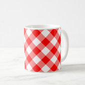 Rood en Wit Grote Grootte Diagonale Gingham-Contro Koffiemok (Voorkant rechts)