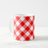 Rood en Wit Grote Grootte Diagonale Gingham-Contro Koffiemok (Voorkant links)