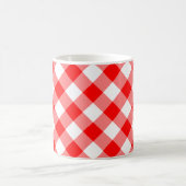 Rood en Wit Grote Grootte Diagonale Gingham-Contro Koffiemok (Center)