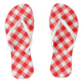 Rood en Wit Grote Grootte Diagonale Gingham-Contro Teenslippers (Voetbed)