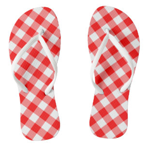Rood en Wit Grote Grootte Diagonale Gingham-Contro Teenslippers