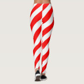 Rood en Wit Grote Grootte Diagonale Strepen Leggings (Achterkant)