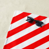 Rood en Wit Grote Grootte Diagonale Strepen Strandlaken (In situ)