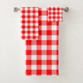 Rood en Wit Grote Grootte Gingham Checks Bad Handdoek (Insitu)