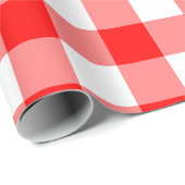 Rood en Wit Grote Grootte Gingham Checks Cadeaupapier (Rol Hoek)