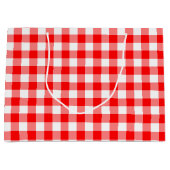 Rood en Wit Grote Grootte Gingham Checks Groot Cadeauzakje (Voorkant)