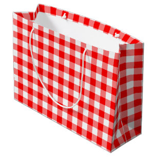 Rood en Wit Grote Grootte Gingham Checks Groot Cadeauzakje