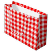 Rood en Wit Grote Grootte Gingham Checks Groot Cadeauzakje (Voorkant Gekanteld)