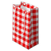 Rood en Wit Grote Grootte Gingham Checks Klein Cadeauzakje (Voorkant Gekanteld)