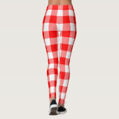 Rood en Wit Grote Grootte Gingham Checks Leggings (Achterkant)